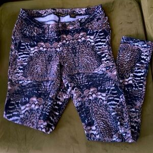 NWOT skinny brown black and white print skinny pants by Like an Angel - Sz M